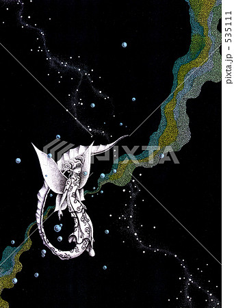 心象 幻想的 ペン画 イラストの写真素材