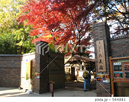 紅葉 入口 六義園 正門の写真素材