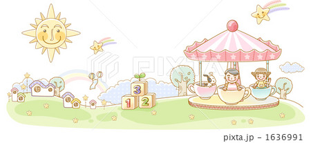 子供 園児 遊園地のイラスト素材
