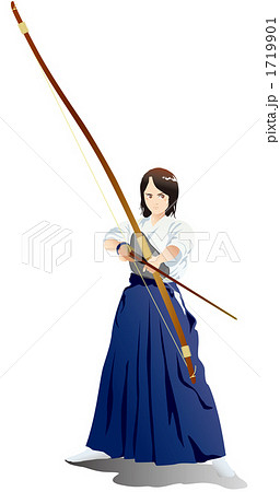 弓 弓道 女性 人物のイラスト素材