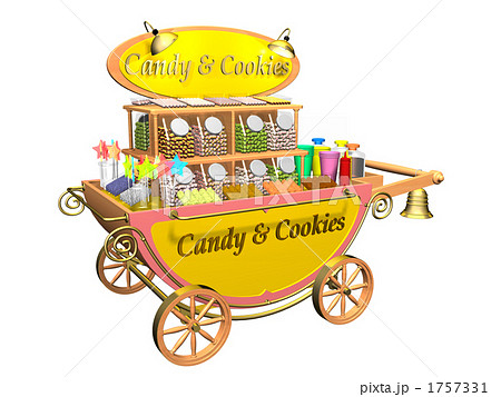 ワゴン 台車 白バック 移動販売のイラスト素材