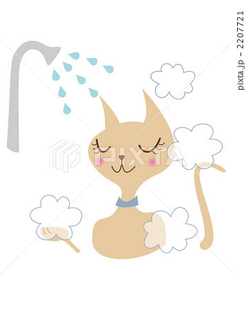 猫 シャワー 動物 入浴のイラスト素材
