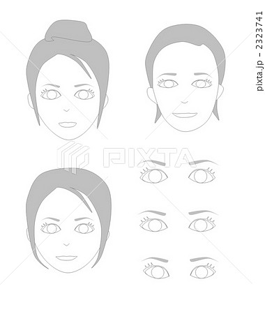 女性 顔 縁取り つり目のイラスト素材