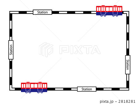 フレーム 枠 電車 線路のイラスト素材