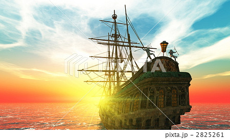 海賊船 船舶 乗り物 帆船のイラスト素材