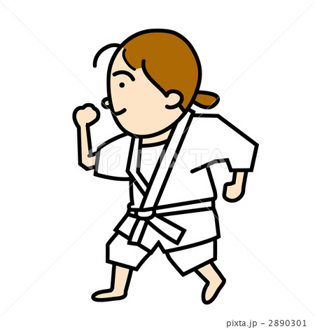 子供 走る 武道 イラストの写真素材