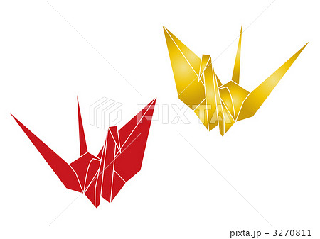 鶴 イラスト 折り紙 工芸品のイラスト素材