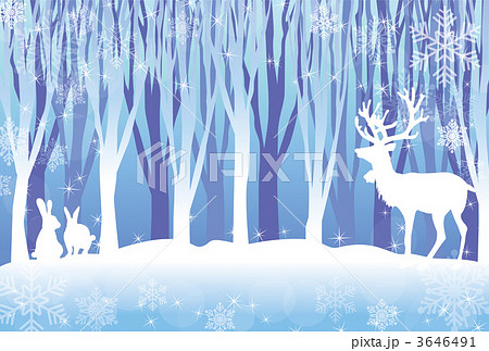 冬景色 雪景色 雑木林 背景のイラスト素材