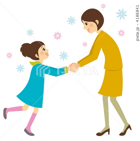 向き合う 母 親子 子供のイラスト素材