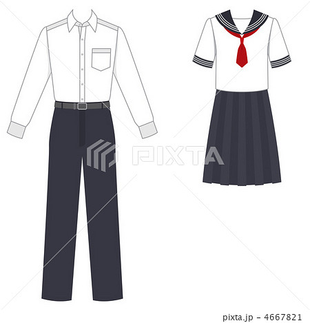 学生服 制服 スカート 衣類のイラスト素材