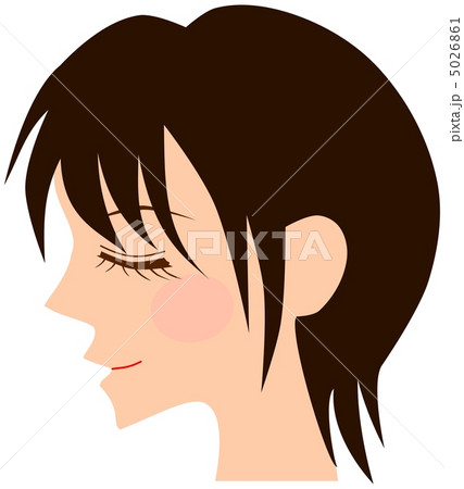 女性 顔 横顔 ショートカットのイラスト素材