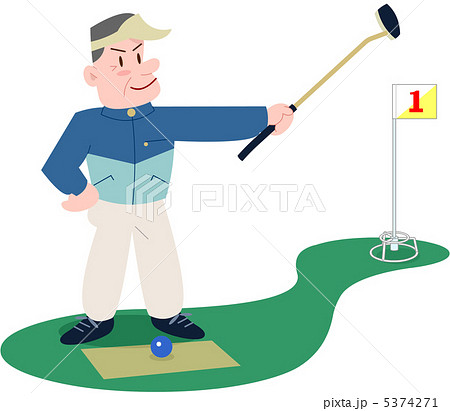 シニア グランドゴルフ 全身 レジャーのイラスト素材