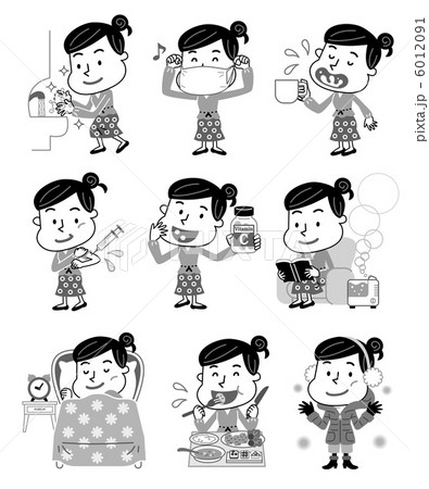 予防接種 インフルエンザ イラスト モノクロのイラスト素材