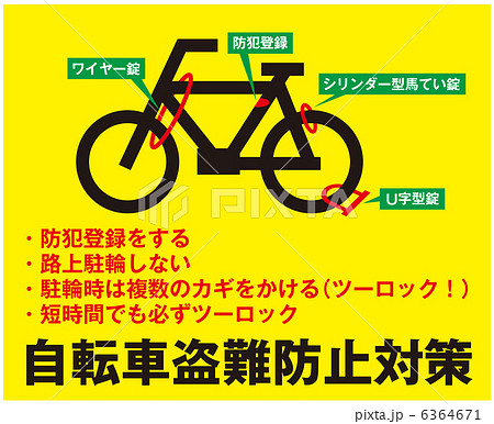 自転車盗難防止のイラスト素材