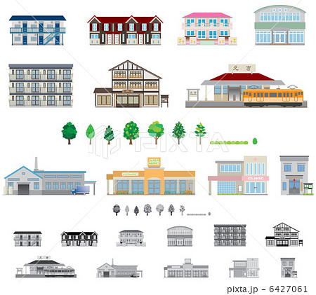 建物 トラック 外観 保育園のイラスト素材