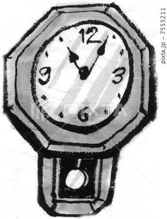 柱時計 時計 イラスト 時の記念日の写真素材