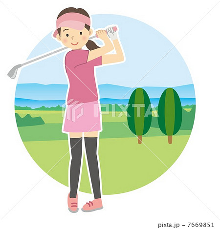 ゴルフ ゴルファー 人物 かわいいのイラスト素材