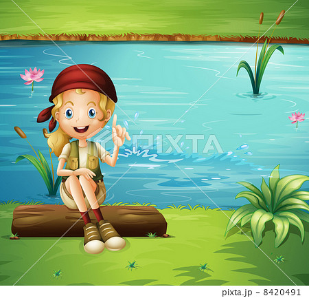 川沿い リバーサイド 川辺 川岸のイラスト素材