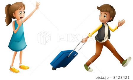 お別れ 見送る 送別 荷物のイラスト素材