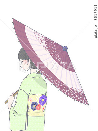 女 女性 人物 番傘のイラスト素材