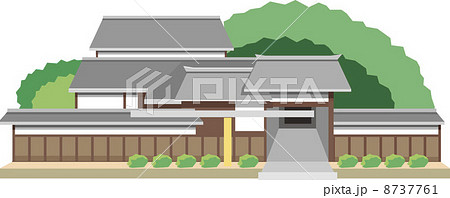 日本家屋 屋敷 家 建物のイラスト素材