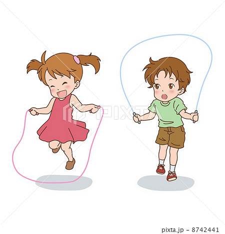 縄跳び 二人とび 子供 人物のイラスト素材