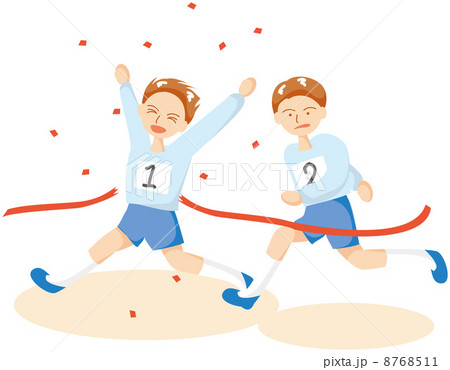 ゴールテープ 運動会のイラスト素材