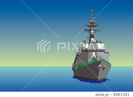 護衛艦 カッコイイ 海上自衛隊 イラストのイラスト素材