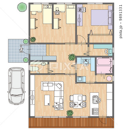 間取り図 一戸建て 配置図 レイアウトのイラスト素材