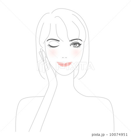 メイク用 顔 イラスト モノクロのイラスト素材