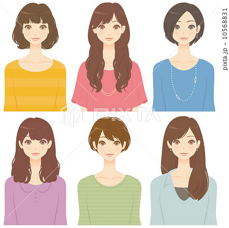 髪型 女性 ウェーブ ボブのイラスト素材