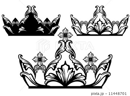 冠 王冠 モノクロ イラスト 白黒 クラウン ベクタのイラスト素材 Pixta