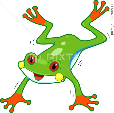 両生類 雨蛙 カエル ジャンプのイラスト素材