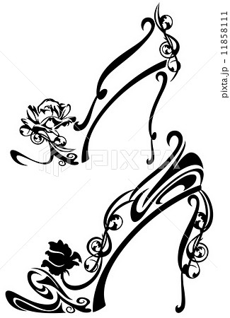 ハイヒール 靴 ヒール バラの花のイラスト素材