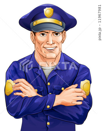 警察官 おまわりさん 警察 帽子 イラスト ポリスの写真素材