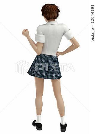 後姿 女子高生 高校生 制服のイラスト素材 Pixta