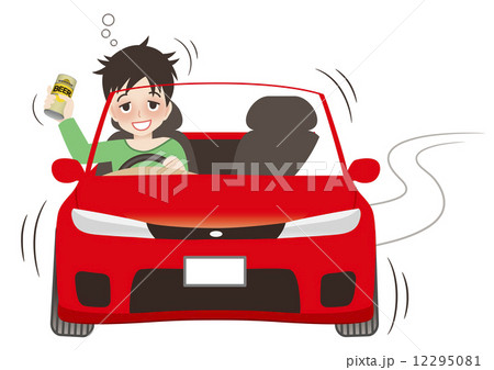 飲酒運転 酔っ払い運転 自動車 フラフラのイラスト素材