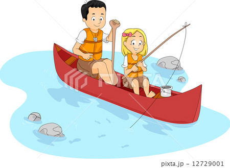 少年 男の子 カヌー 漫画のイラスト素材