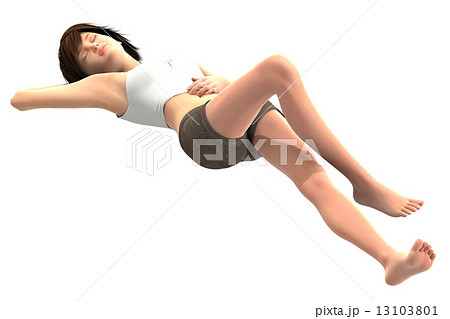 水着 寝そべる 女性 ポーズのイラスト素材