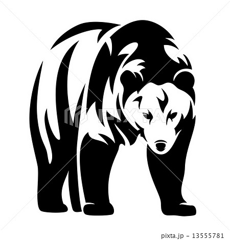 動物 ヒグマ 熊 黒のイラスト素材