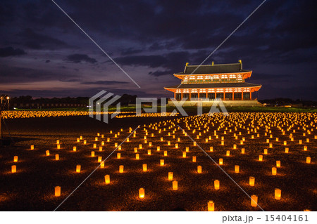 平城京 燈花会 平城京天平祭 ライトアップの写真素材