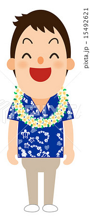 アロハシャツを着た男性のイラスト素材