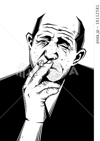 男性 喫煙 タバコ 横顔のイラスト素材