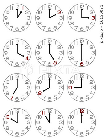 時計 クリップアート 時間 短針のイラスト素材