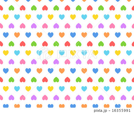 シンプルかわいいカラフルなハート柄パターン レインボー 虹色 壁紙