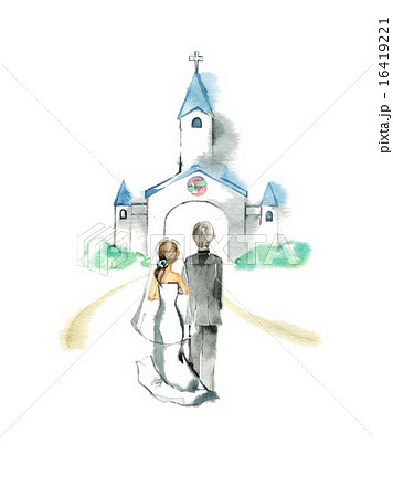 教会 チャペル 水彩 白バックのイラスト素材
