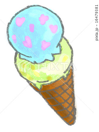 アイスクリーム 冷菓 ダブル コーンのイラスト素材