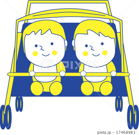 双子用ベビーカーのイラスト素材