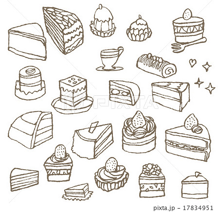 ケーキのセットのイラスト素材 17834951 Pixta