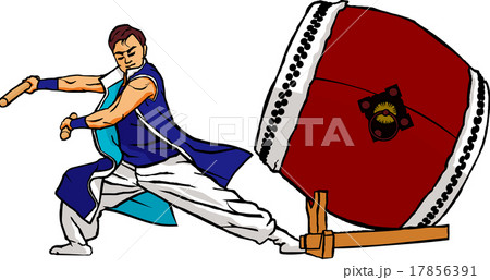 和太鼓 太鼓 叩く 男性のイラスト素材